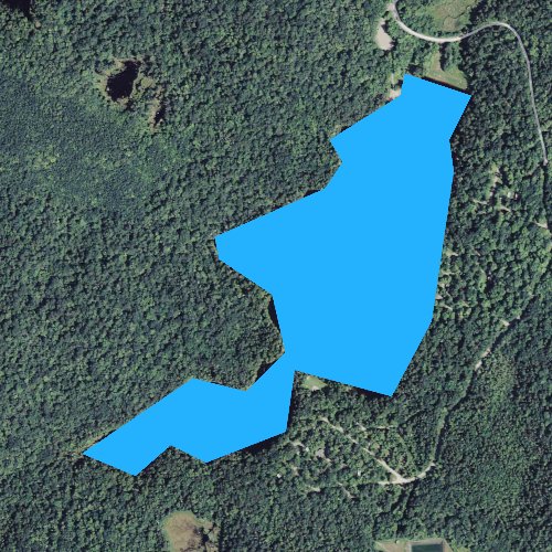 Fly fishing map for Adams Reservoir, Vermont