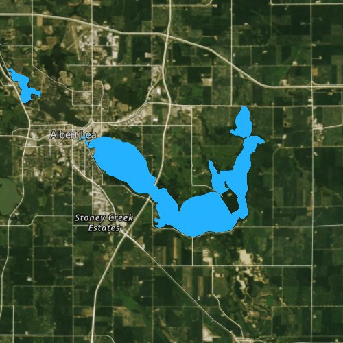 Fly fishing map for Albert Lea Lake, Minnesota