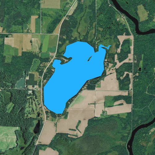 Fly fishing map for Amacoy Lake, Wisconsin