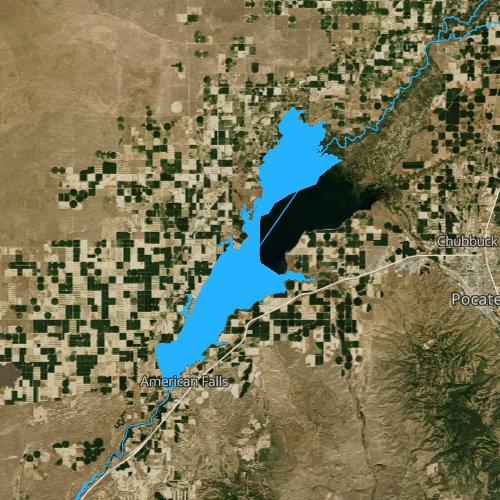 Fly fishing map for American Falls Reservoir, Idaho