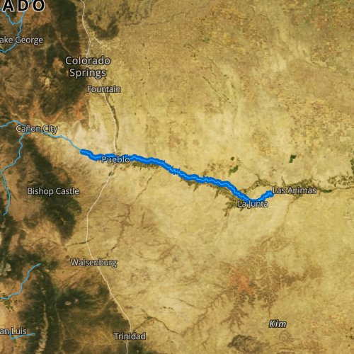 Fly fishing map for Arkansas River: Lower, Colorado