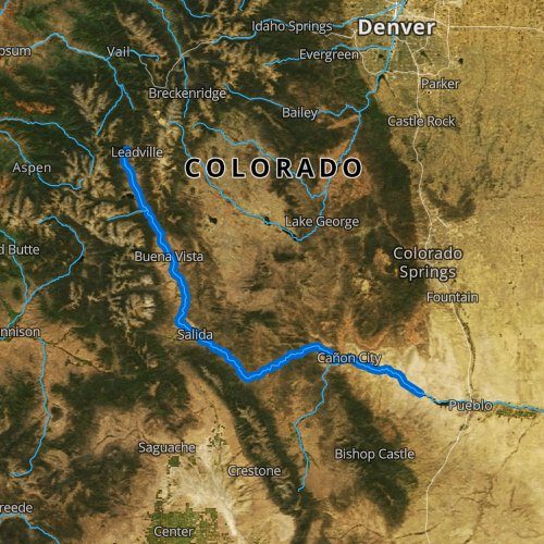 Fly fishing map for Arkansas River: Upper, Colorado