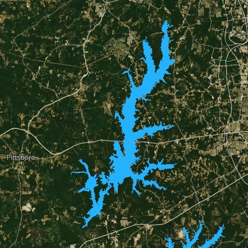 Fly fishing map for B Everett Jordan Lake, North Carolina