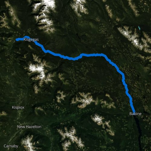 Fly fishing map for Babine River, British Columbia