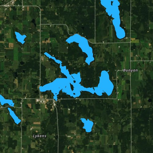 Fly fishing map for Balsam Lake, Wisconsin