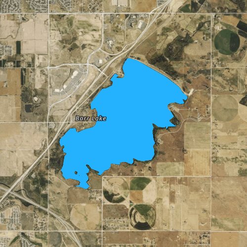 Fly fishing map for Barr Lake, Colorado