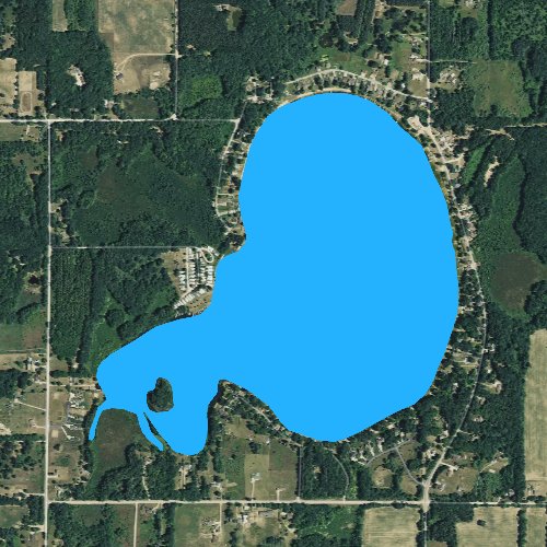 Fly fishing map for Bass Lake: Kent, Michigan