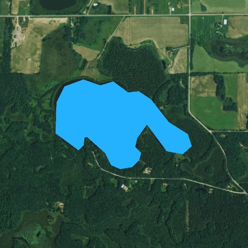 Fly fishing map for Bass Lake, Wisconsin