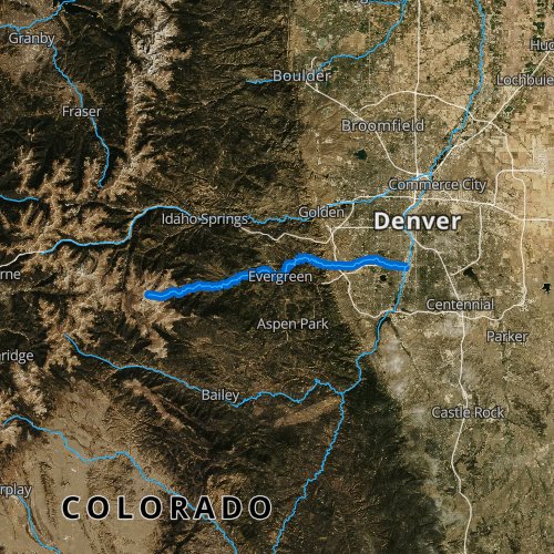 Fly fishing map for Bear Creek, Colorado