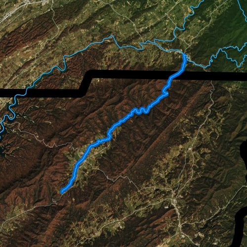 Fly fishing map for Beaverdam Creek, Tennessee
