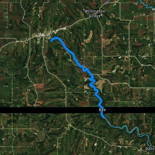 Fly fishing map for Bee Creek, Minnesota