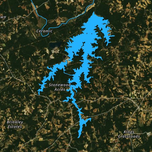 Fly fishing map for Belews Lake, North Carolina