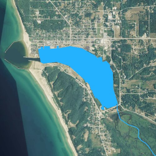 Fly fishing map for Betsie Lake, Michigan