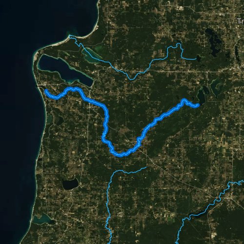 Fly fishing map for Betsie River, Michigan
