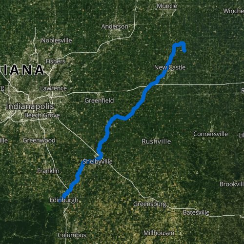 Fly fishing map for Big Blue River, Indiana