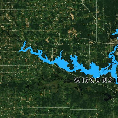 Fly fishing map for Big Eau Pleine Reservoir, Wisconsin