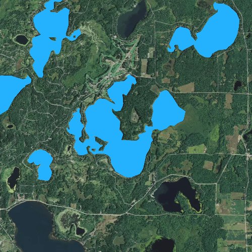 Fly fishing map for Birch Island Lake, Wisconsin