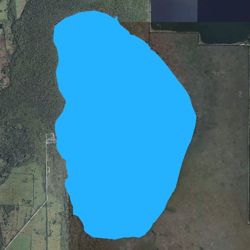 Fly fishing map for Blue Cypress Lake, Florida