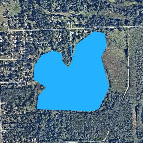 Fly fishing map for Blue Lake, Florida