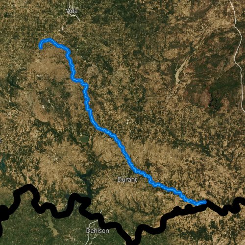 Fly fishing map for Blue River, Oklahoma