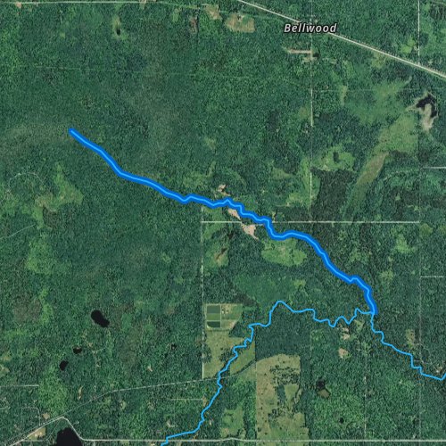 Fly fishing map for Blueberry Creek, Wisconsin