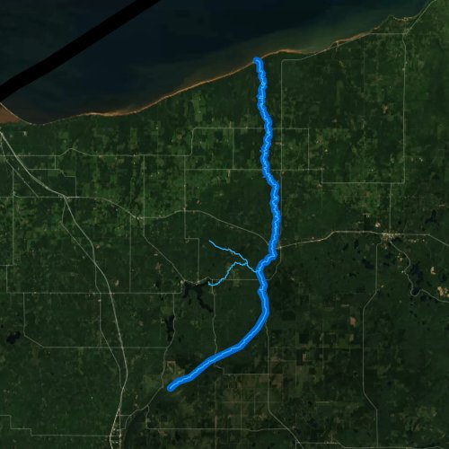 Fly fishing map for Bois Brule River, Wisconsin