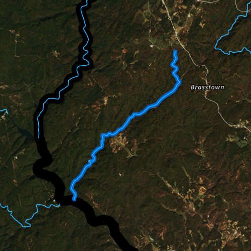 Fly fishing map for Brasstown Creek, South Carolina