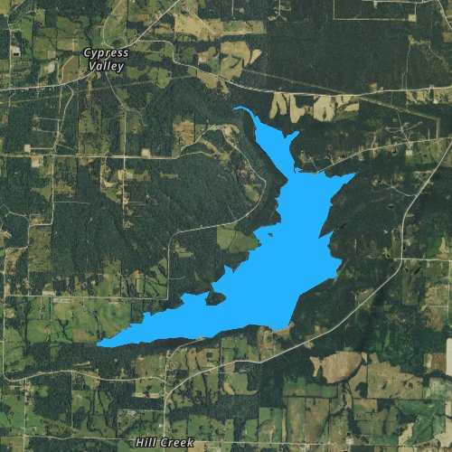 Fly fishing map for Brewer Lake, Arkansas