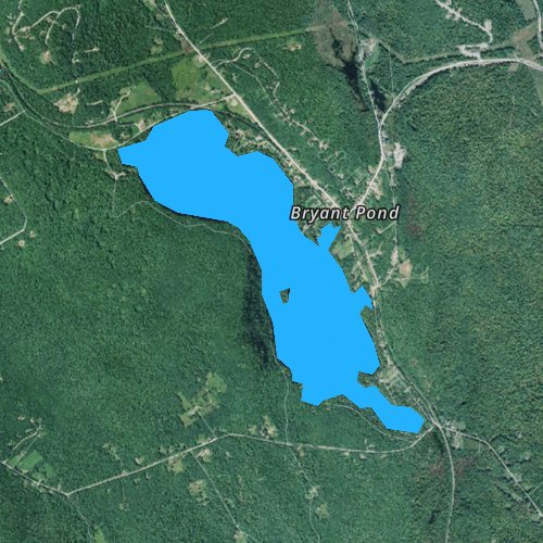 Fly fishing map for Bryant Pond, Maine