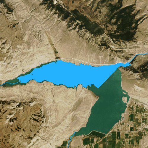 Fly fishing map for Buffalo Bill Reservoir, Wyoming