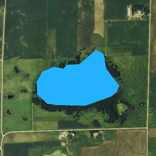 Fly fishing map for Bur Oak Lake, Iowa
