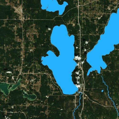 Fly fishing map for Burt Lake, Michigan