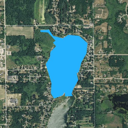 Fly fishing map for Campau Lake, Michigan
