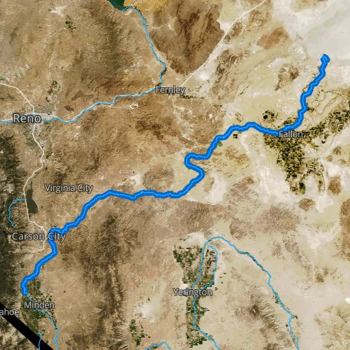 Fly fishing map for Carson River, Nevada