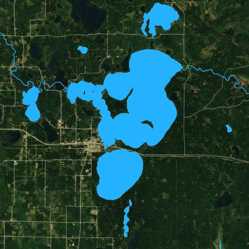 Fly fishing map for Cass Lake, Minnesota