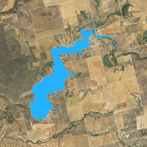 Fly fishing map for Champion Creek Reservoir, Texas