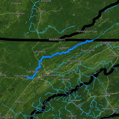Fly fishing map for Clinch River, Tennessee