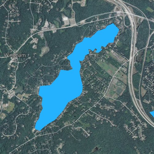 Fly fishing map for Cobbetts Pond, New Hampshire