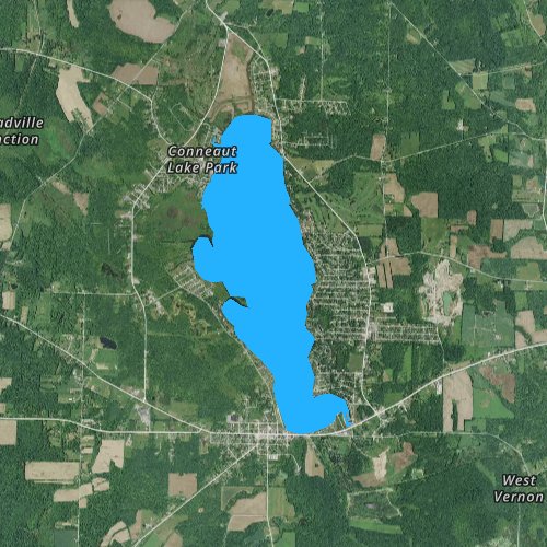 Fly fishing map for Conneaut Lake, Pennsylvania