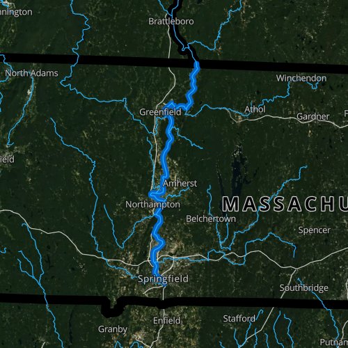 Fly fishing map for Connecticut River, Massachusetts