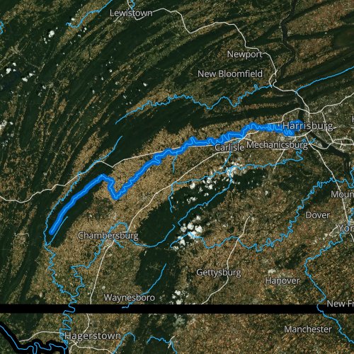 Fly fishing map for Conodoguinet Creek, Pennsylvania