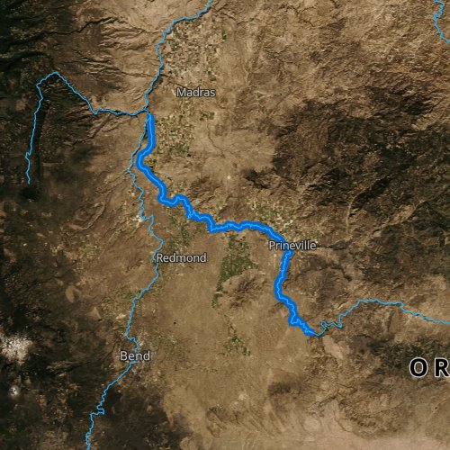 Fly fishing map for Crooked River: Lower, Oregon