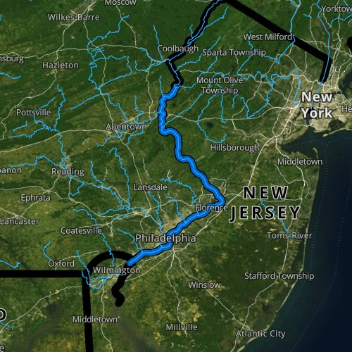 Fly fishing map for Delaware River: Lower, Pennsylvania