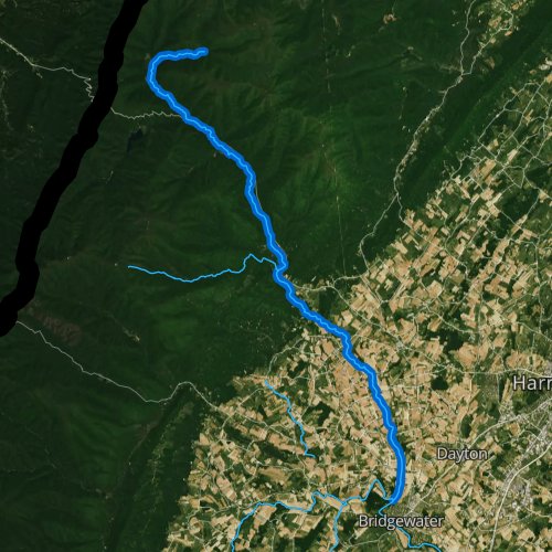 Fly fishing map for Dry River, Virginia