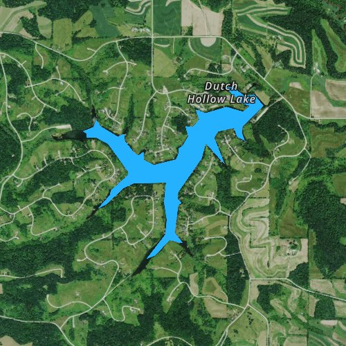Fly fishing map for Dutch Hollow Lake, Wisconsin