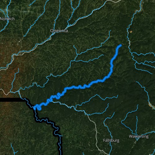 Fly fishing map for East Branch Delaware River, New York