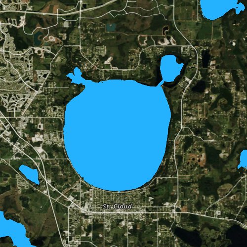 Fly fishing map for East Lake Tohopekaliga, Florida