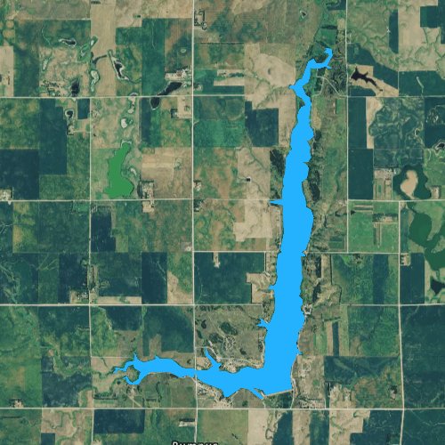 Fly fishing map for East Vermillion Lake, South Dakota