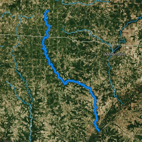 Fly fishing map for Eau Galle River, Wisconsin