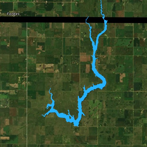 Fly fishing map for Elm Lake, South Dakota
